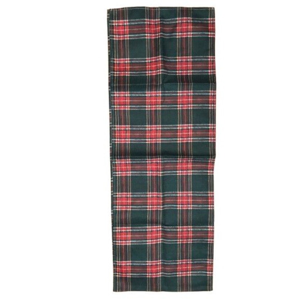 Table Runner Green Plaid 13x72in Woven Polyester